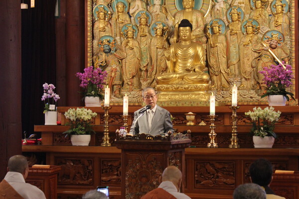 ▲윤재웅 총장이 환영사를 전하는 모습(사진=방민우 수습기자.)