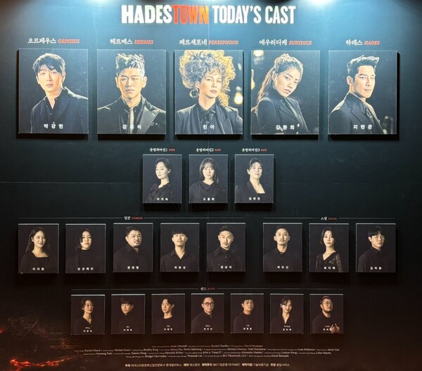 The cast board for the Hadestown performance / Photography by Ku Ji-won